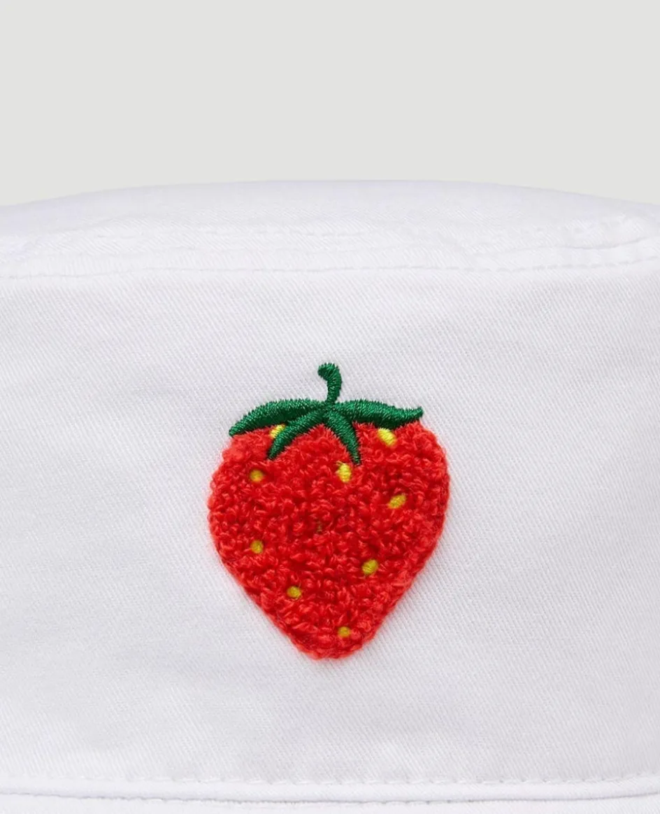 Wimbledon Strawberry Bucket Hat - White- Bucket Hat