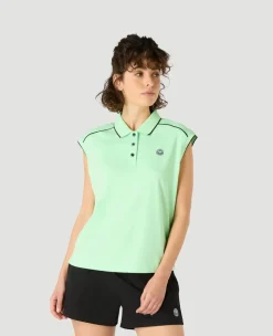 Wimbledon Womens Cap Sleeved Polo - Green-Women Tops & T-Shirts