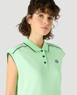Wimbledon Womens Cap Sleeved Polo - Green-Women Tops & T-Shirts