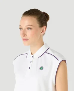 Wimbledon Womens Cap Sleeved Polo - White-Women Tops & T-Shirts|Tops & T-Shirts