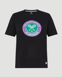 Wimbledon Womens Championships Logo T-Shirt - Black-Women Tops & T-Shirts