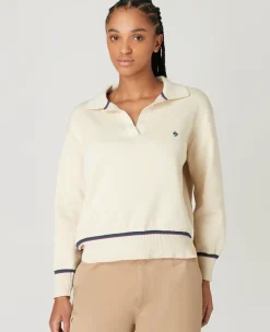 Wimbledon Womens Collared Open Neck Sweater-Women Knitwear