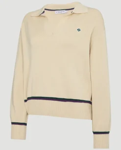 Wimbledon Womens Collared Open Neck Sweater-Women Knitwear