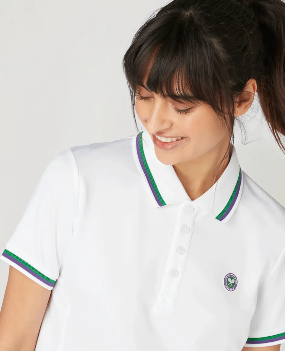 Wimbledon Women's Core Performance Polo - White-Women Tops & T-Shirts|Tops & T-Shirts