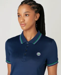 Wimbledon Women's Core Performance Polo - Navy-Women Tops & T-Shirts|Tops & T-Shirts