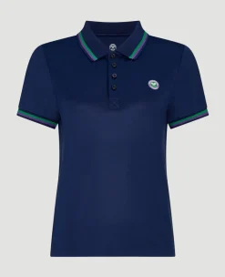Wimbledon Women's Core Performance Polo - Navy-Women Tops & T-Shirts|Tops & T-Shirts