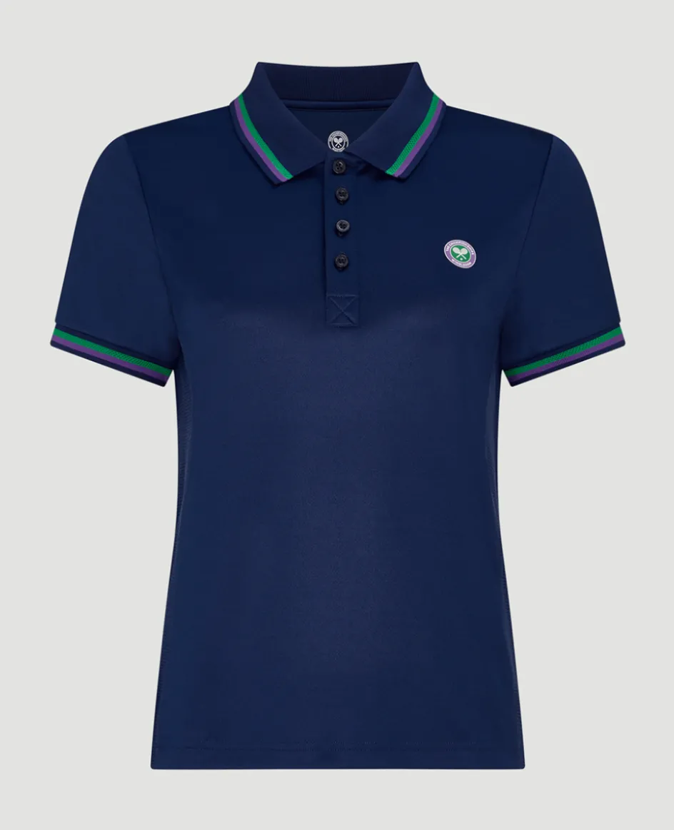 Wimbledon Women's Core Performance Polo - Navy-Women Tops & T-Shirts|Tops & T-Shirts