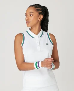 Wimbledon Women's Core Performance Sleeveless Polo - White-Women Tops & T-Shirts|Tops & T-Shirts