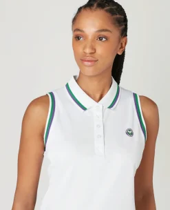 Wimbledon Women's Core Performance Sleeveless Polo - White-Women Tops & T-Shirts|Tops & T-Shirts