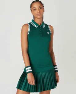 Wimbledon Women's Core Performance Sleeveless Polo - Green-Women Tops & T-Shirts
