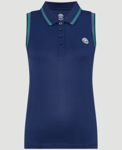 Wimbledon Women's Core Performance Sleeveless Polo - Navy-Women Tops & T-Shirts|Tops & T-Shirts