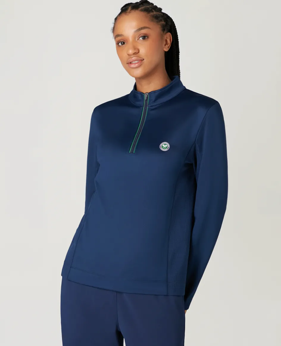 Wimbledon Women's Core Performance 1/4 Zip Training Top - Navy-Women Sweatshirts & Hoodies|Tops & T-Shirts