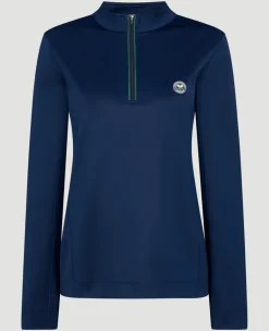 Wimbledon Women's Core Performance 1/4 Zip Training Top - Navy-Women Sweatshirts & Hoodies|Tops & T-Shirts