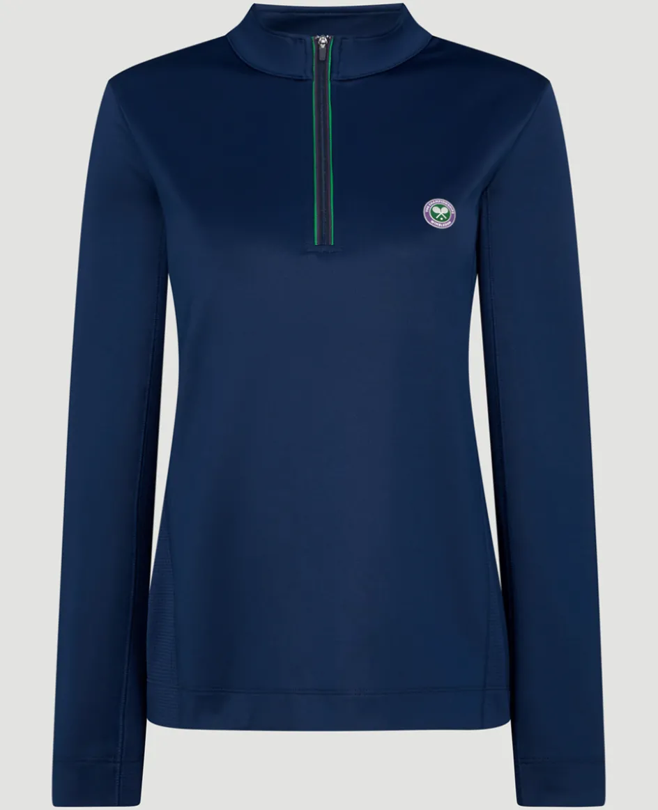 Wimbledon Women's Core Performance 1/4 Zip Training Top - Navy-Women Sweatshirts & Hoodies|Tops & T-Shirts
