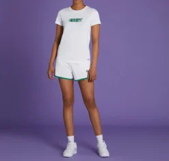 Wimbledon Women's Court Word Cotton T-shirt - White-Women Tops & T-Shirts