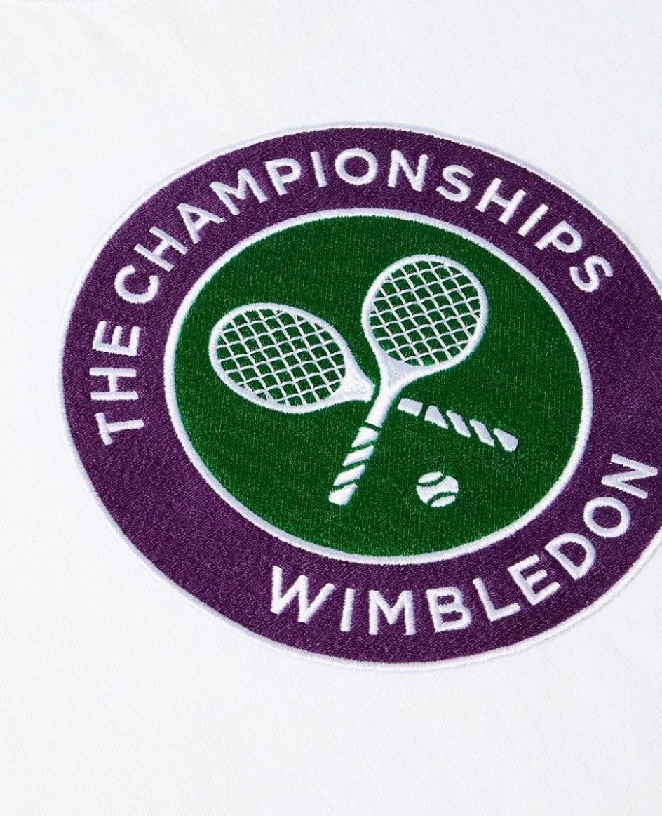 Wimbledon Womens Embroidered Logo T-Shirt - White-Women Tops & T-Shirts