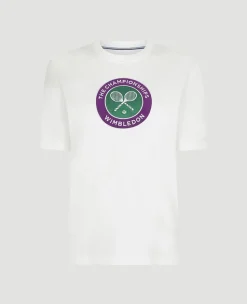 Wimbledon Womens Embroidered Logo T-Shirt - White-Women Tops & T-Shirts