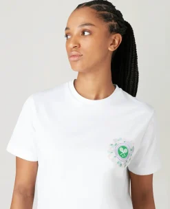 Wimbledon Womens Floral Logo T-Shirt - White-Women Tops & T-Shirts