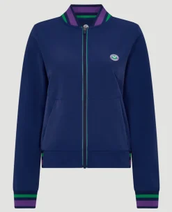 Wimbledon Womens Full Zip Jacket - Navy-Women Sweatshirts & Hoodies|Jackets & Coats