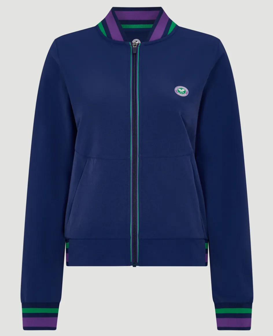 Wimbledon Womens Full Zip Jacket - Navy-Women Sweatshirts & Hoodies|Jackets & Coats