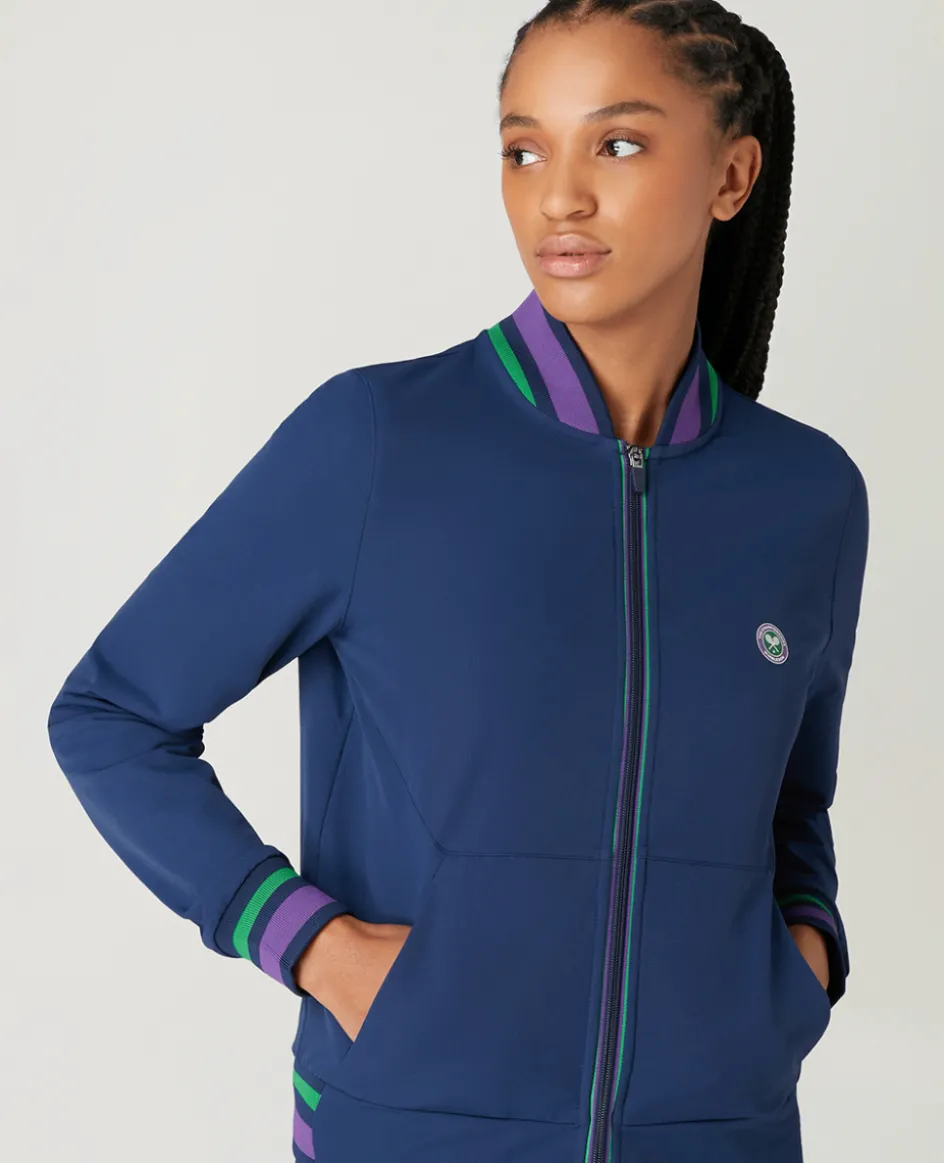 Wimbledon Womens Full Zip Jacket - Navy-Women Sweatshirts & Hoodies|Jackets & Coats
