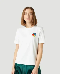 Wimbledon Womens Icon Patch T-Shirt - White-Women Tops & T-Shirts