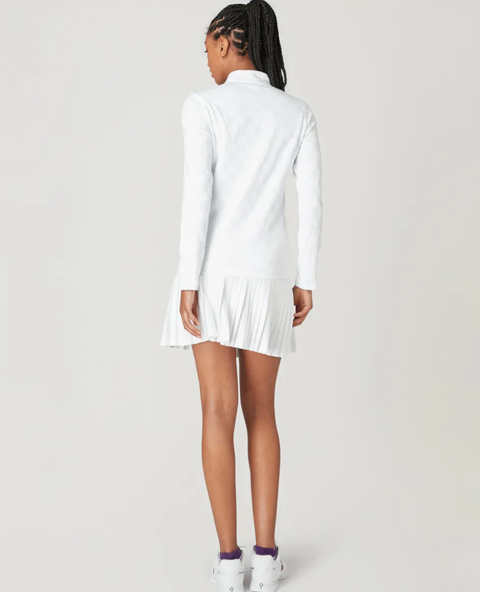 Wimbledon Womens Jacquard 1/4 Zip Top - White-Women Sweatshirts & Hoodies|Sweatshirts & Hoodies