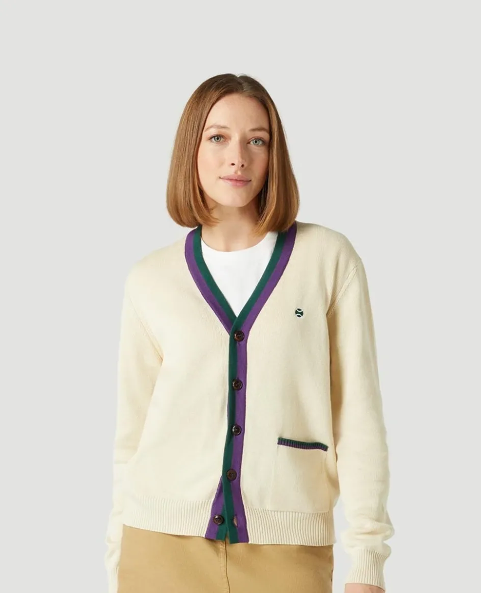 Wimbledon Womens Knit Cardigan - Cream-Women Knitwear