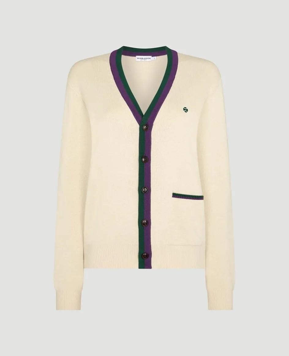 Wimbledon Womens Knit Cardigan - Cream-Women Knitwear