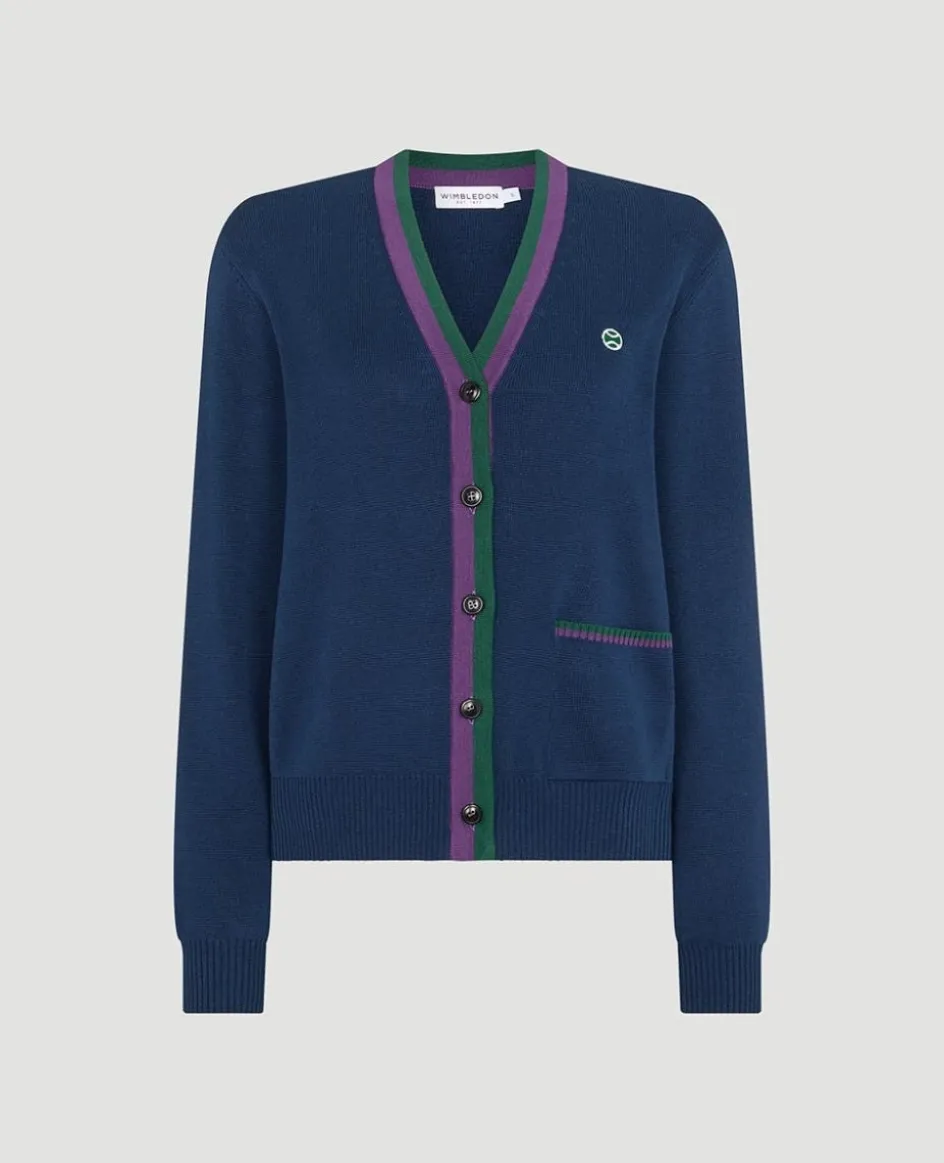 Wimbledon Womens Knit Cardigan - Navy-Women Knitwear
