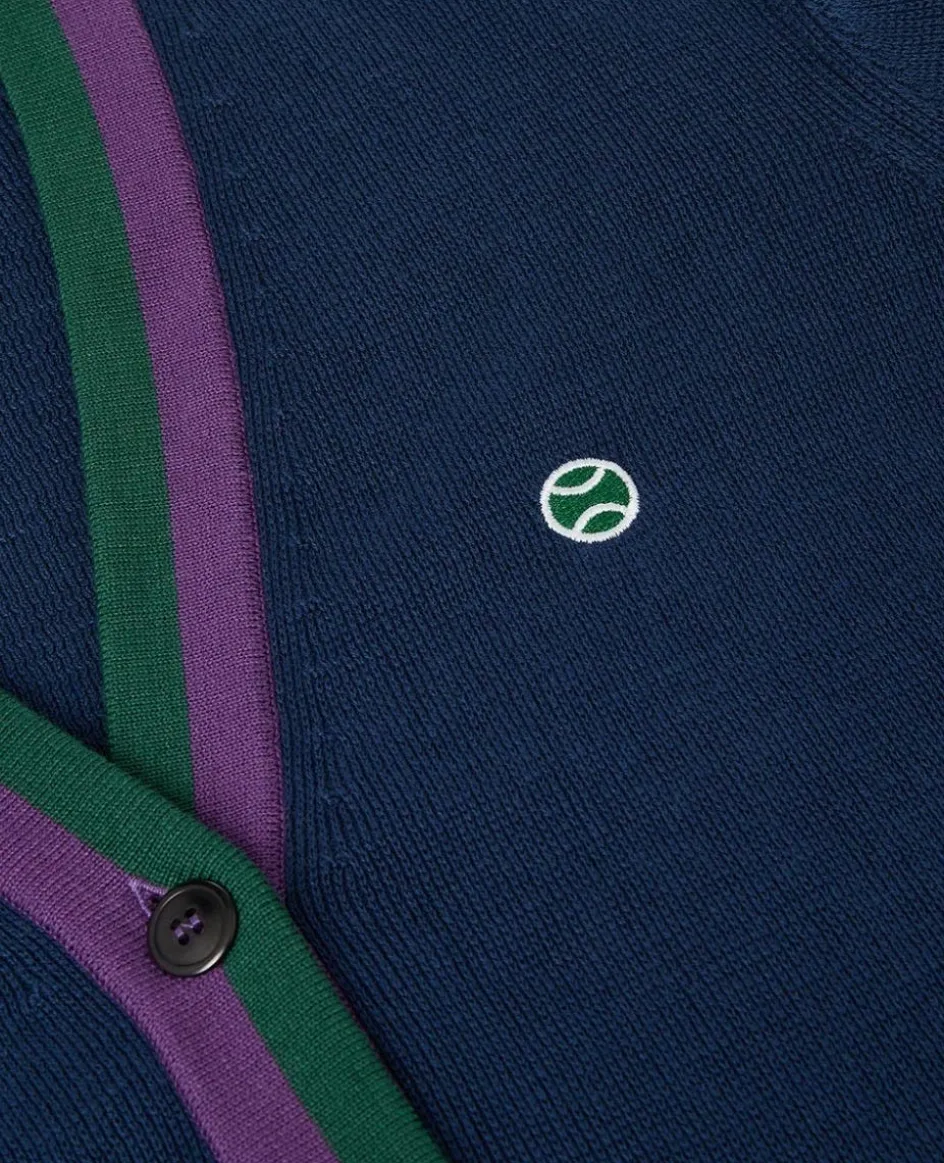 Wimbledon Womens Knit Cardigan - Navy-Women Knitwear