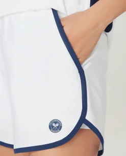 Wimbledon Womens Layered Shorts - White & Navy-Women Trousers & Shorts|Trousers & Shorts