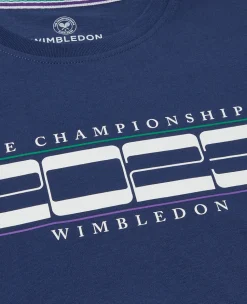 Wimbledon Women's Linear 2023 T-Shirt - Navy-Women Tops & T-Shirts