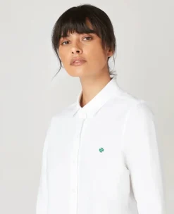 Wimbledon Womens Oxford Shirt - White-Women Tops & T-Shirts