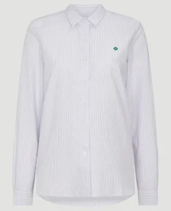 Wimbledon Womens Oxford Stripe Shirt - Lilac-Women Tops & T-Shirts