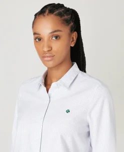 Wimbledon Womens Oxford Stripe Shirt - Lilac-Women Tops & T-Shirts