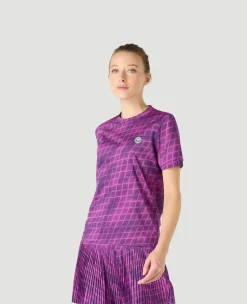 Wimbledon Womens Performance Grid T-Shirt - Purple-Women Tops & T-Shirts