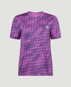 Wimbledon Womens Performance Grid T-Shirt - Purple-Women Tops & T-Shirts
