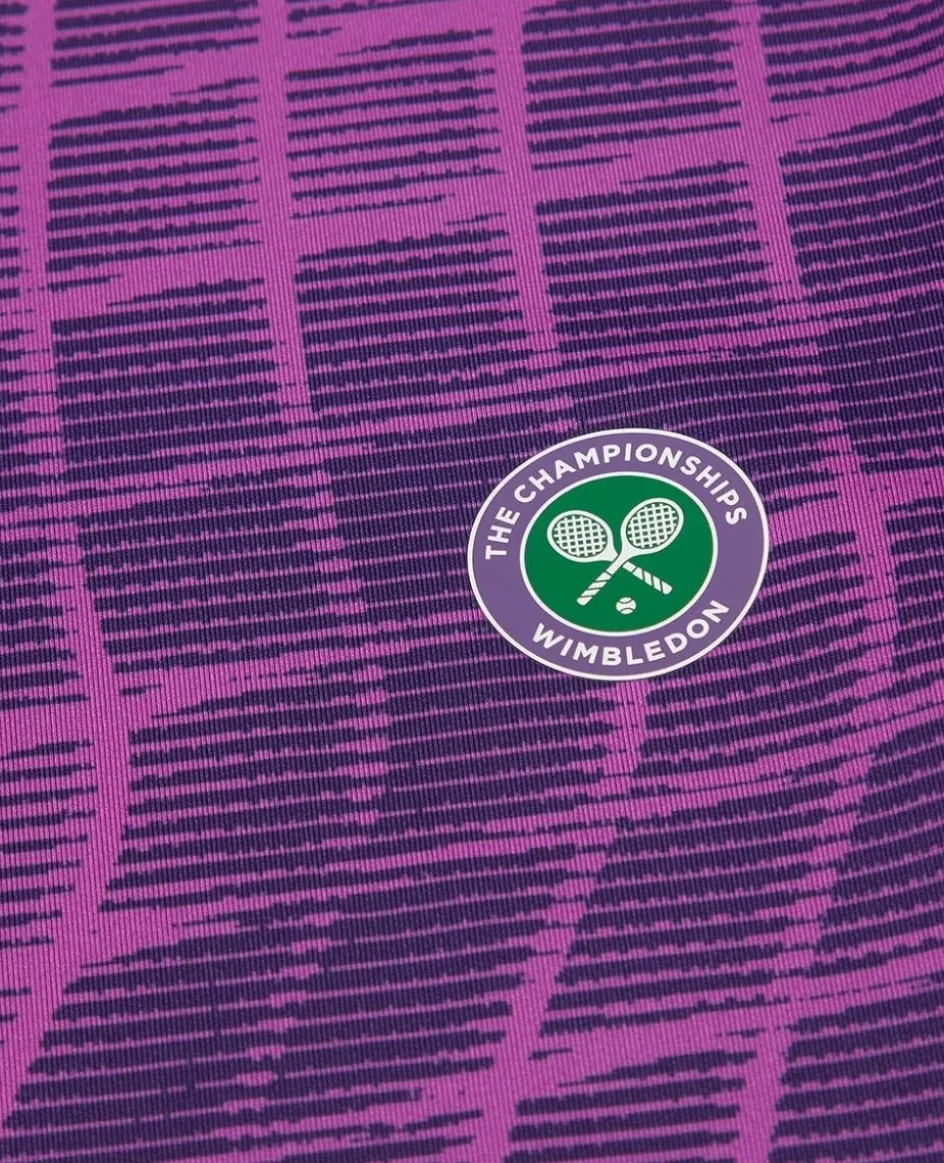 Wimbledon Womens Performance Grid T-Shirt - Purple-Women Tops & T-Shirts