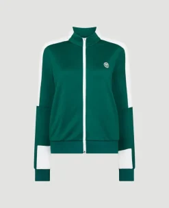 Wimbledon Womens Performance Panel Full Zip - Green-Women Jackets & Coats