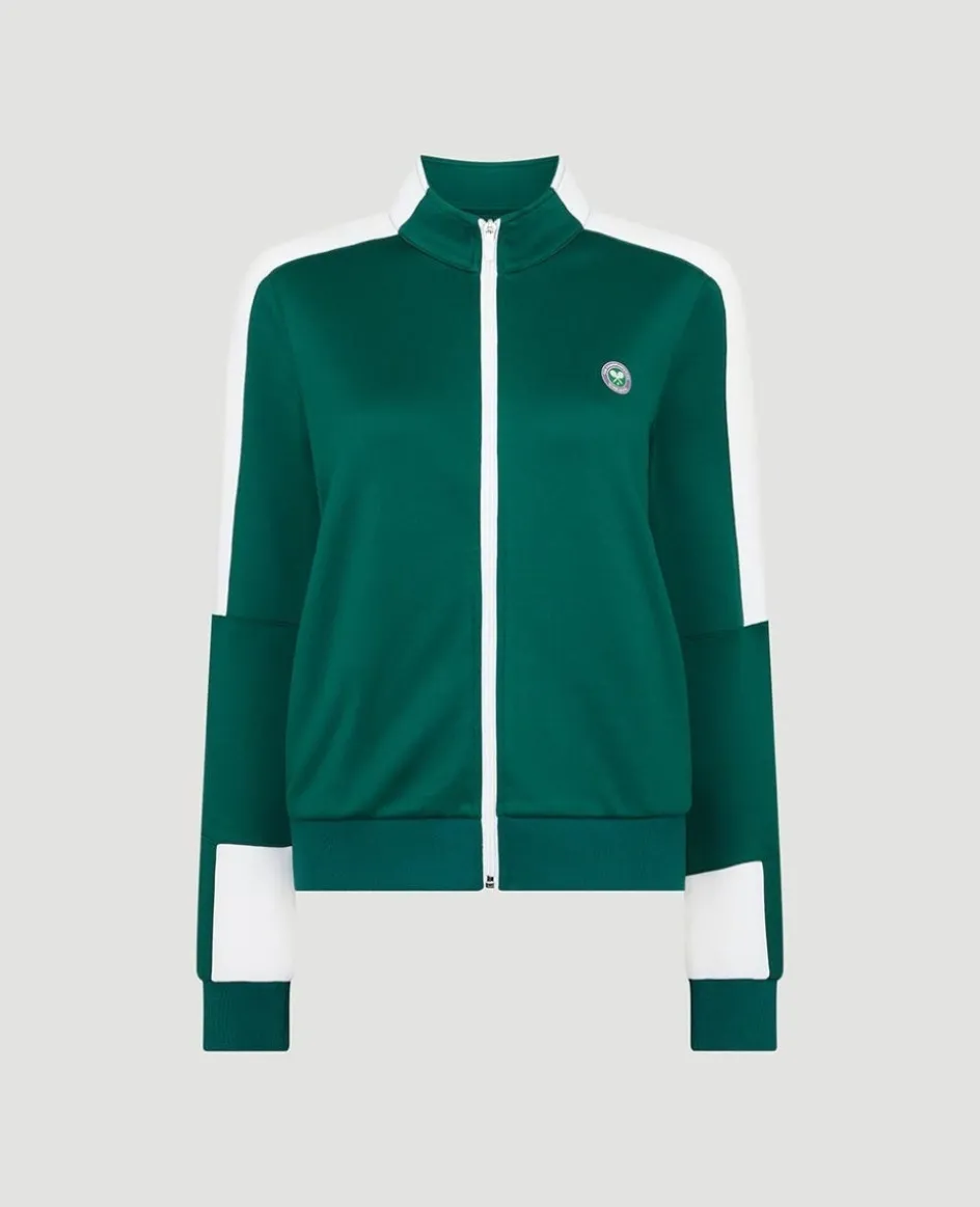 Wimbledon Womens Performance Panel Full Zip - Green-Women Jackets & Coats
