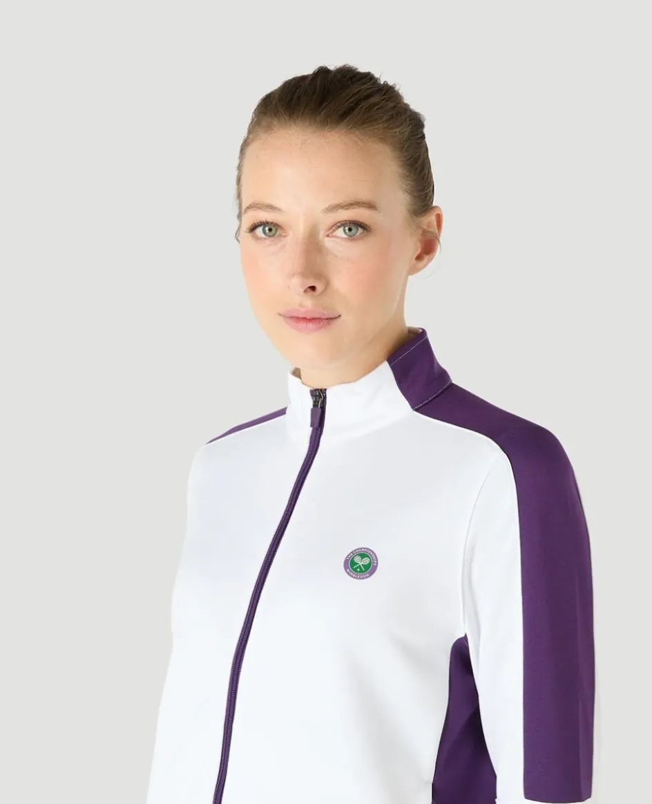 Wimbledon Womens Performance Panel Full Zip - White-Women Sweatshirts & Hoodies|Jackets & Coats