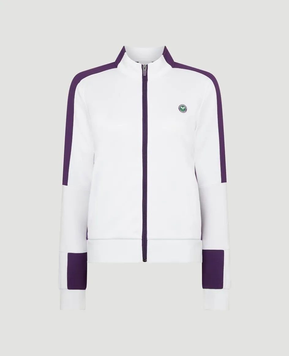 Wimbledon Womens Performance Panel Full Zip - White-Women Sweatshirts & Hoodies|Jackets & Coats