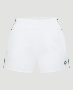 Wimbledon Womens Performance Piping Shorts - White-Women Trousers & Shorts|Trousers & Shorts