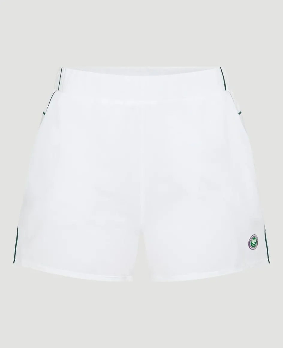 Wimbledon Womens Performance Piping Shorts - White-Women Trousers & Shorts|Trousers & Shorts