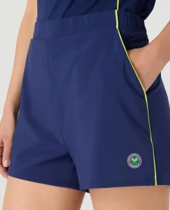 Wimbledon Womens Performance Piping Shorts - Navy-Women Trousers & Shorts|Trousers & Shorts