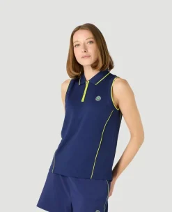 Wimbledon Womens Performance Sleeveless Polo - Navy-Women Tops & T-Shirts|Tops & T-Shirts