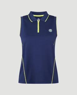 Wimbledon Womens Performance Sleeveless Polo - Navy-Women Tops & T-Shirts|Tops & T-Shirts