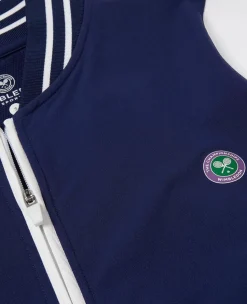 Wimbledon Womens Performance Varsity Jacket - Navy & White-Women Jackets & Coats