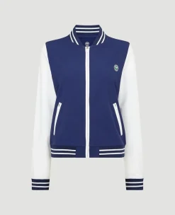 Wimbledon Womens Performance Varsity Jacket - Navy & White-Women Jackets & Coats